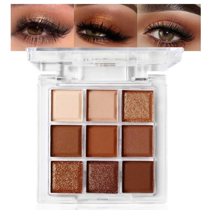 BAISEN DIARY 9 Color Brown Eyeshadow Palette - Rose Gold Dark Brown Bronze Naked Matte & Glitter Shades, Long-Lasting, Waterproof & Blendable, Natural Nude Eye Shadow Set sombras para ojos (Chocolate) - Image 1
