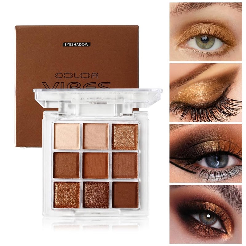 BAISEN DIARY 9 Color Brown Eyeshadow Palette - Rose Gold Dark Brown Bronze Naked Matte & Glitter Shades, Long-Lasting, Waterproof & Blendable, Natural Nude Eye Shadow Set sombras para ojos (Chocolate) - Image 3