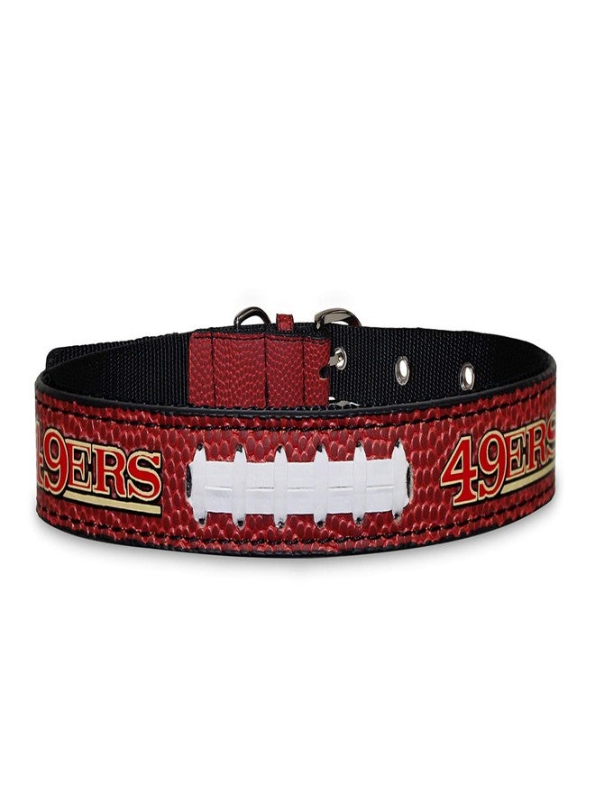بتس فيرست طوق Pets First Tough Leather للحيوانات الأليفة، طوق فاخر للكلاب من فريق سان فرانسيسكو 49ers التابع لدوري كرة القدم الأمريكية، إصدار محدود، مقاس متوسط. أفضل وأقوى طوق للكلاب شديد التحمل!، متوسط (طول 16-20 بوصة وعرض 1 بوصة). - Image 1