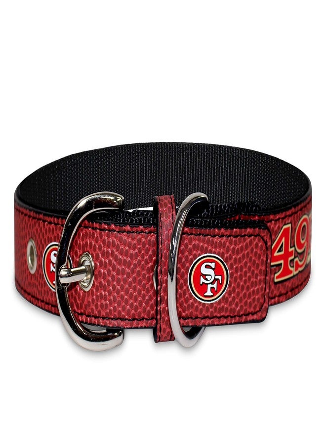بتس فيرست طوق Pets First Tough Leather للحيوانات الأليفة، طوق فاخر للكلاب من فريق سان فرانسيسكو 49ers التابع لدوري كرة القدم الأمريكية، إصدار محدود، مقاس متوسط. أفضل وأقوى طوق للكلاب شديد التحمل!، متوسط (طول 16-20 بوصة وعرض 1 بوصة). - Image 3