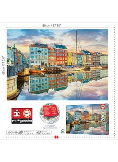 EDUCA Sunset At Copenhagen Harbor 2000 Piece Jigsaw Puzzle Puzzle Glue Included Completed Image Measures 37.75" X 26.75" Ages 14+ (19278)  - Image 4