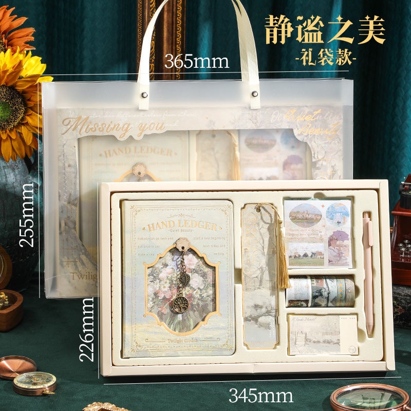 Vintage Oil Painting Hand Book Suit Gift Box High Beauty Value Notebook Stationery Girl Cute Hand Book Girl Day - Image 1