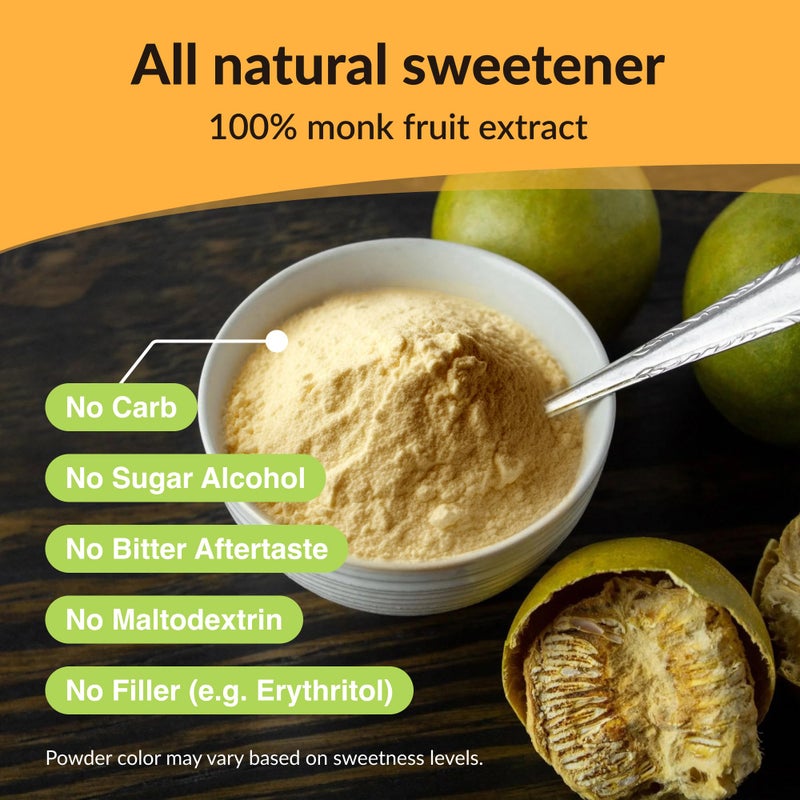 NAMANNA Pure Monk Fruit Sweetener No Erythritol-Zero calorie sugar substitute, Zero Carb, Sugar free From Monk Fruit Extract, Great For Coffee, Baking, Diabetics, Paleo and keto Diet Friendly, No aftertaste, Non GMO, Vegan (7% Mog V, 200g, 1110 Servings) - 1 Pack - Image 4