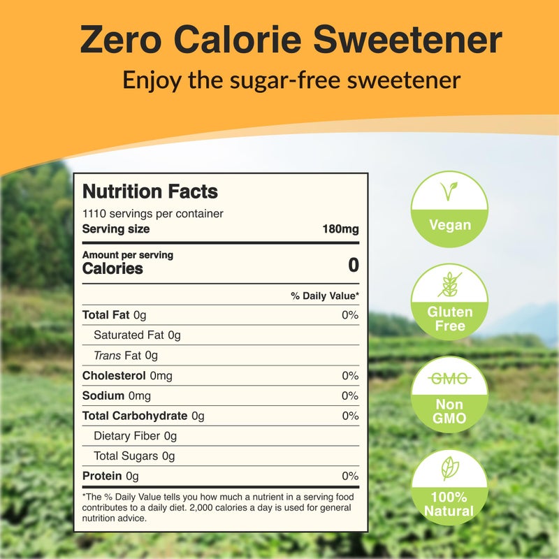 NAMANNA Pure Monk Fruit Sweetener No Erythritol-Zero calorie sugar substitute, Zero Carb, Sugar free From Monk Fruit Extract, Great For Coffee, Baking, Diabetics, Paleo and keto Diet Friendly, No aftertaste, Non GMO, Vegan (7% Mog V, 200g, 1110 Servings) - 1 Pack - Image 2