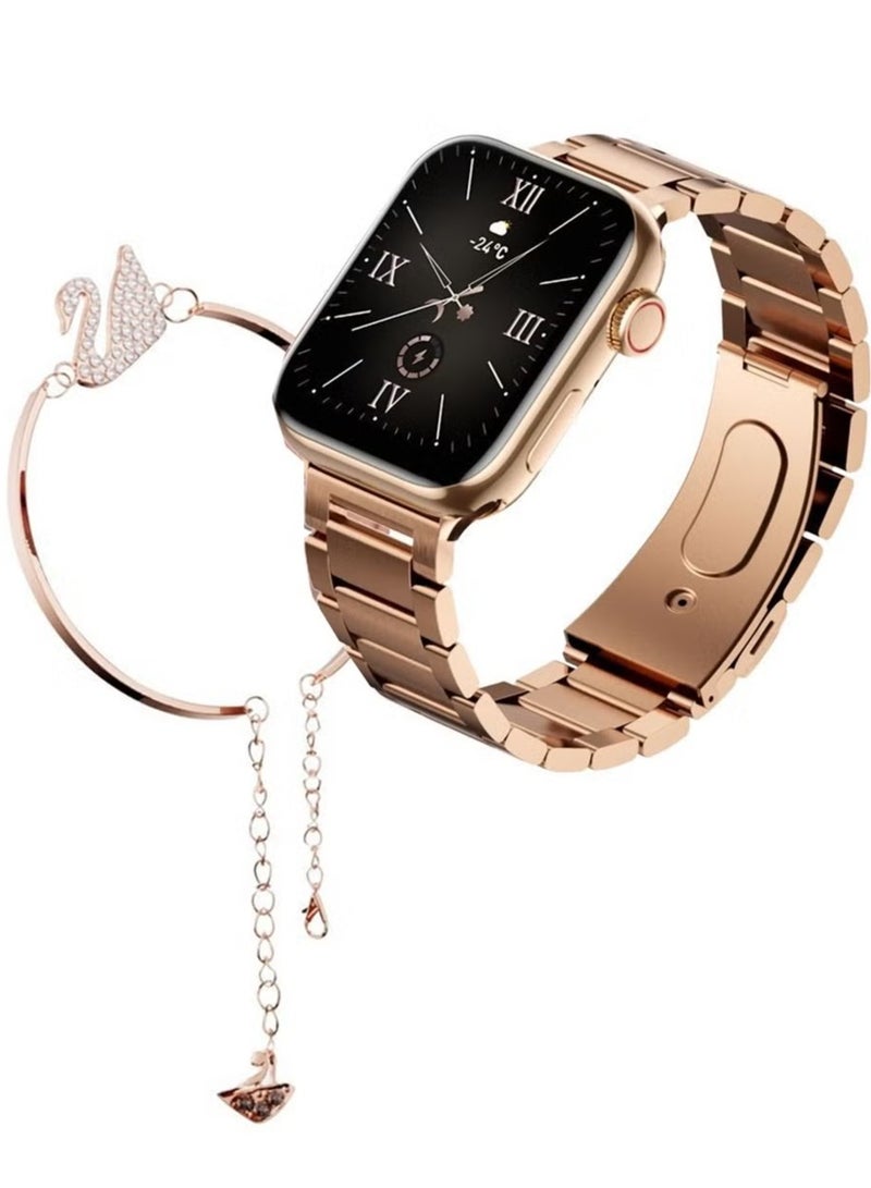 Haino Teko G9 Mini Rose Gold Edition Ladies Smart Watch – Elegant Design with Three Set Straps & Stylish Bracelet Combo, Fitness & Health Tracking, Smart Connectivity - Image 3