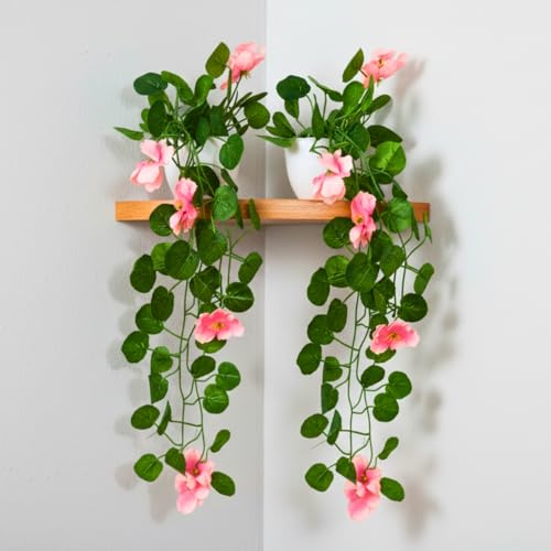 fancymart Artificial Flower Plant Home Décor with Small Size Pot | Pack of 2 | Plant Hanging for Home Decor | Office Decor (DESIGN-01) - Image 1