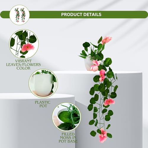 fancymart Artificial Flower Plant Home Décor with Small Size Pot | Pack of 2 | Plant Hanging for Home Decor | Office Decor (DESIGN-01) - Image 4