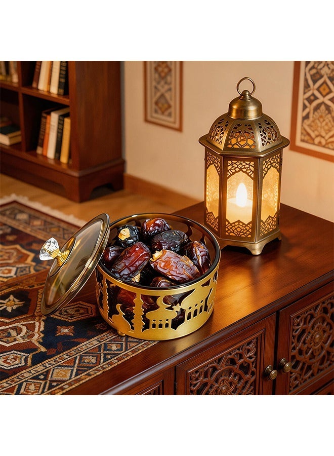 برطمانات الحلوى الذهبية بأغطية زجاجية، صناديق تخزين الحلوى المزخرفة، حاويات منزلية مدمجة للمكسرات والوجبات الخفيفة، ديكور المنزل، مناسبة للهدايا والمناسبات والديكور المنزلي - Image 1