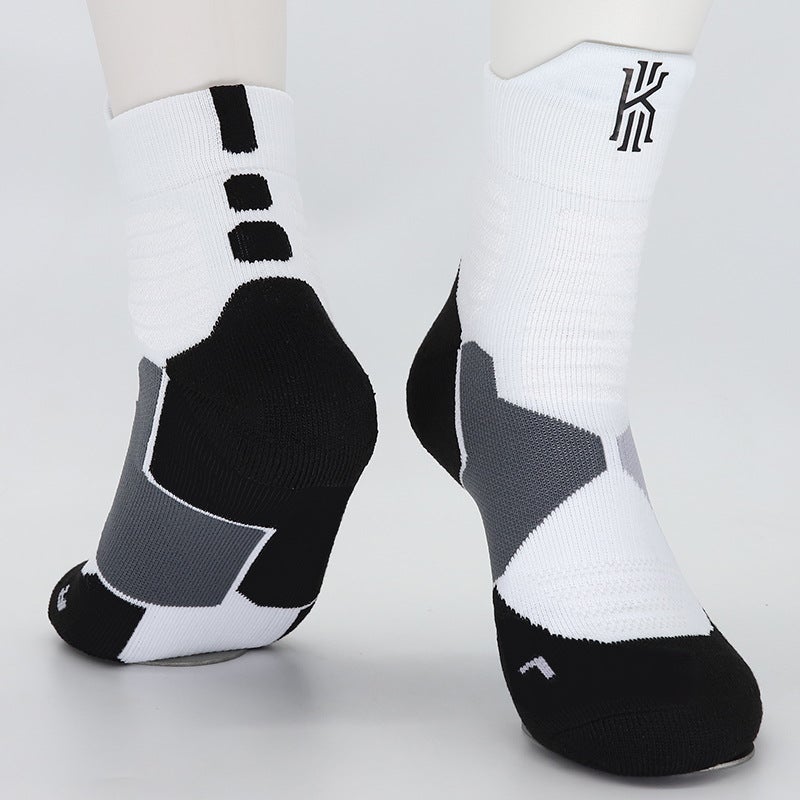 Kids High-Top Basketball Socks Elite Cotton Owen White  - Image 1