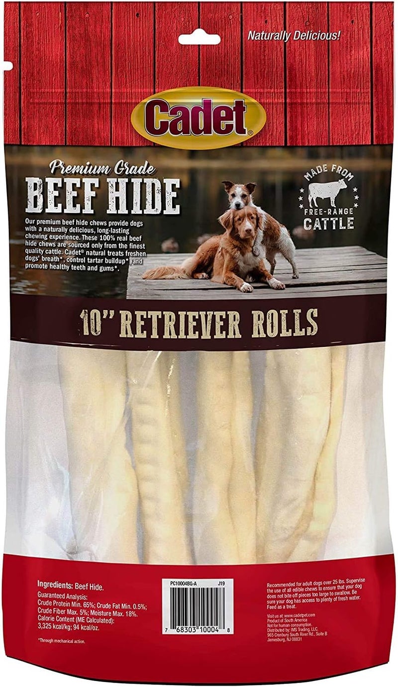 Cadet 3 Pack of Premium Grade Beef Hide Retriever Rolls 4 10Inch Dog Chews Each3 - Image 2