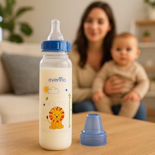 Evenflo Feeding زجاجات إيفنفلوا للتغذية بطبعات كلاسيكية من البولي بروبيلين للرضع والأطفال حديثي الولادة - أزرق/أخضر/فيروزي، 8 أونصات (عبوة من 12) - Image 3