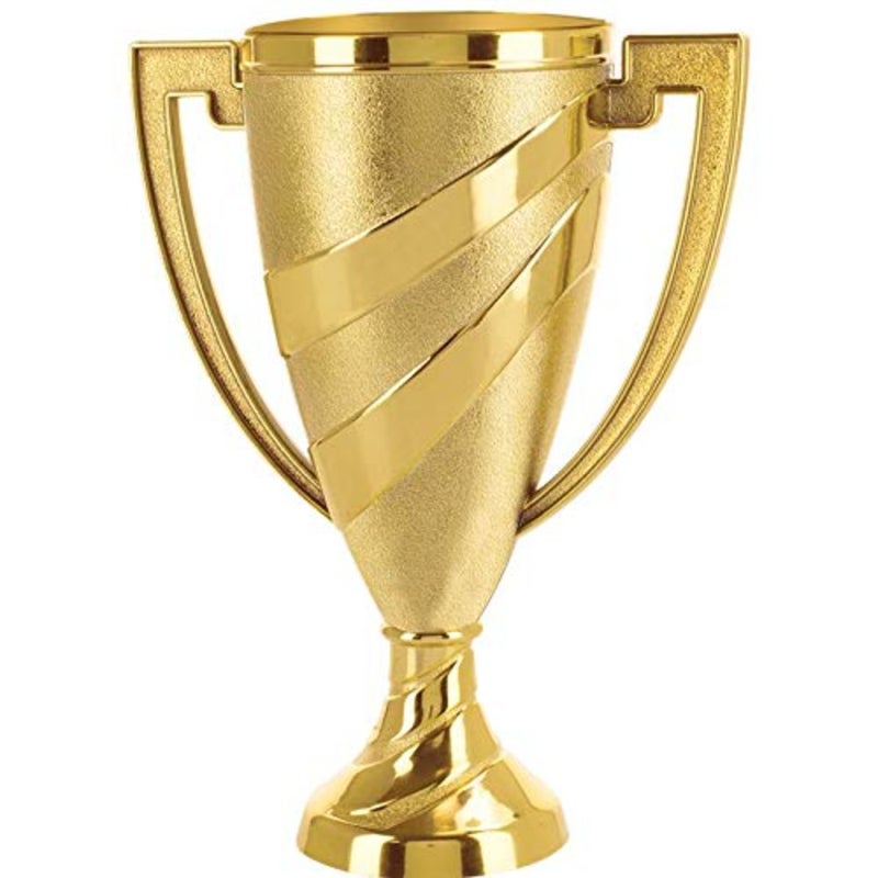 Gold Cup Trophies with Custom Engraving, 7.25" Personalized Gold Swirl Cup Achievement Trophy On Deluxe Round Base - Image 2