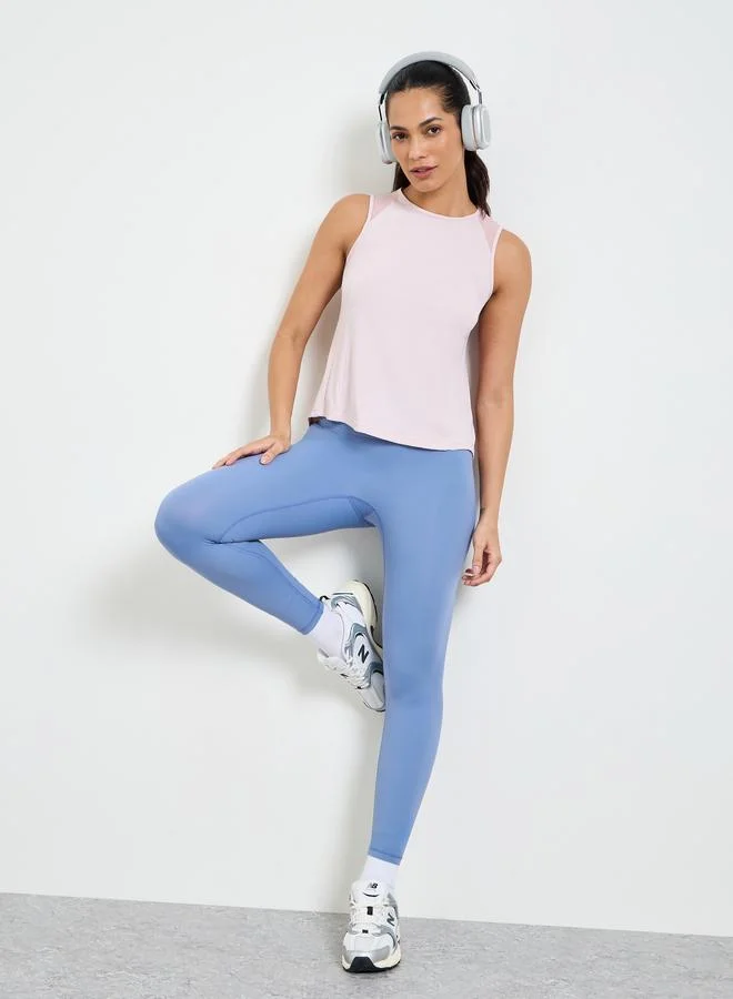 تايك تو Pink Back Mesh Panel Active Tank Top