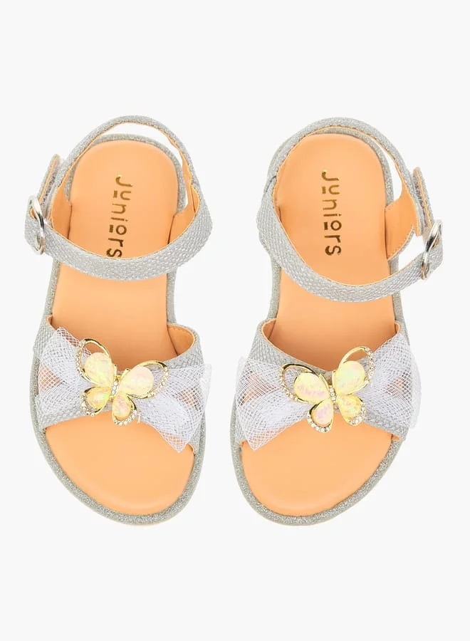جونيورز Girls Butterfly Embellished Sandals with Hook and Loop Closure Ramadan Collection