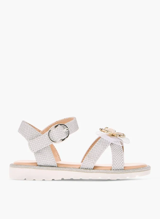 جونيورز Girls Butterfly Embellished Sandals with Hook and Loop Closure Ramadan Collection