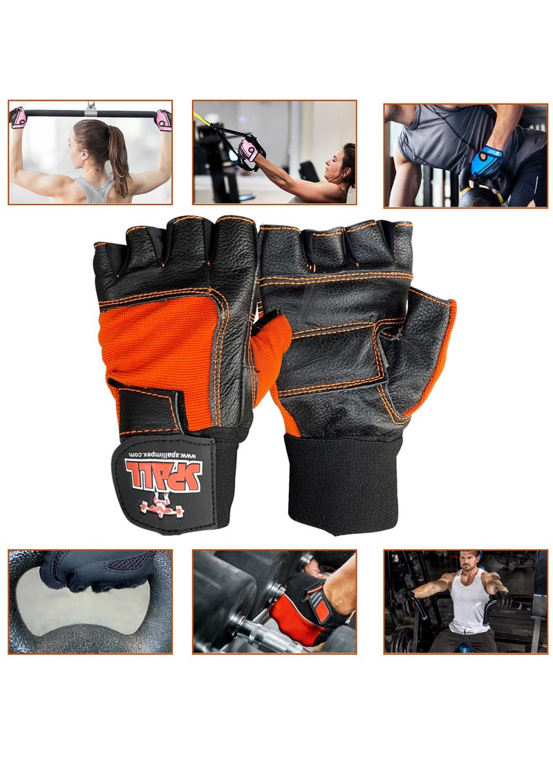 Spall - Weight Lifting Leather Gloves Short Strap Power Lifting Gloves Strong Grip Palm Exercise Fitness Strengthen Gloves Home Gym - Image 1