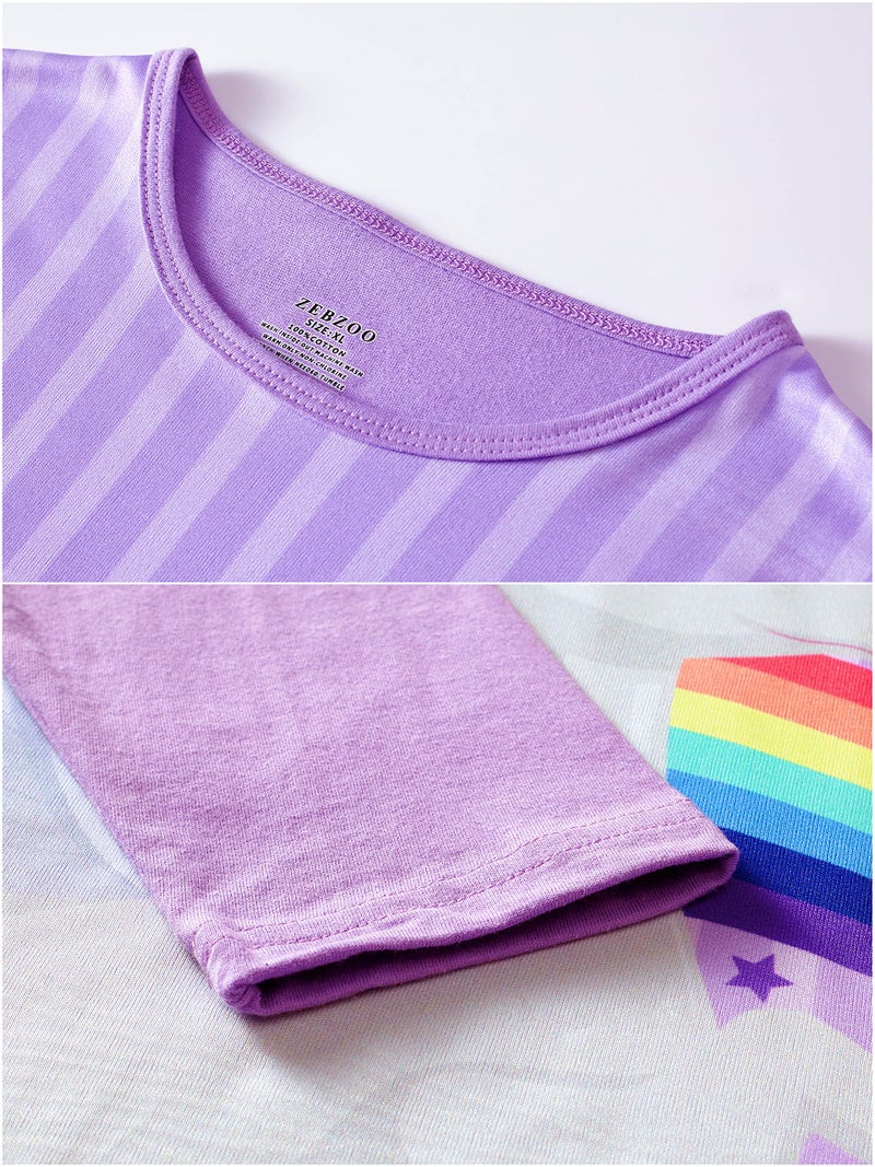 ZEBZOO Nightgowns for Girls Unicorn Dress Toddler Kids Pajamas Long Sleeve Night Gown(2-Pack,4-5 Years) - Image 5