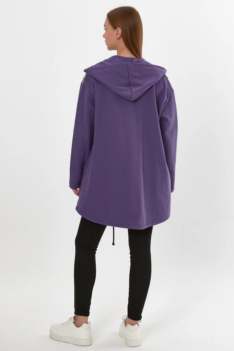 Alexander Gardi Hooded Long Cardigan with Shoulder Detail (B22-30305)