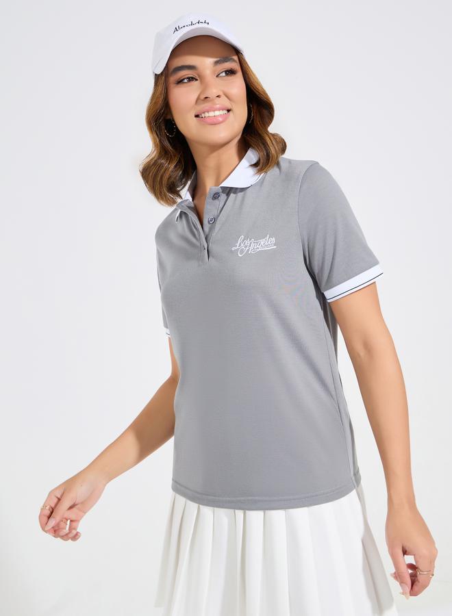 Styli Regular Fit Embroidery Detail Polo T-Shirt - Image 3