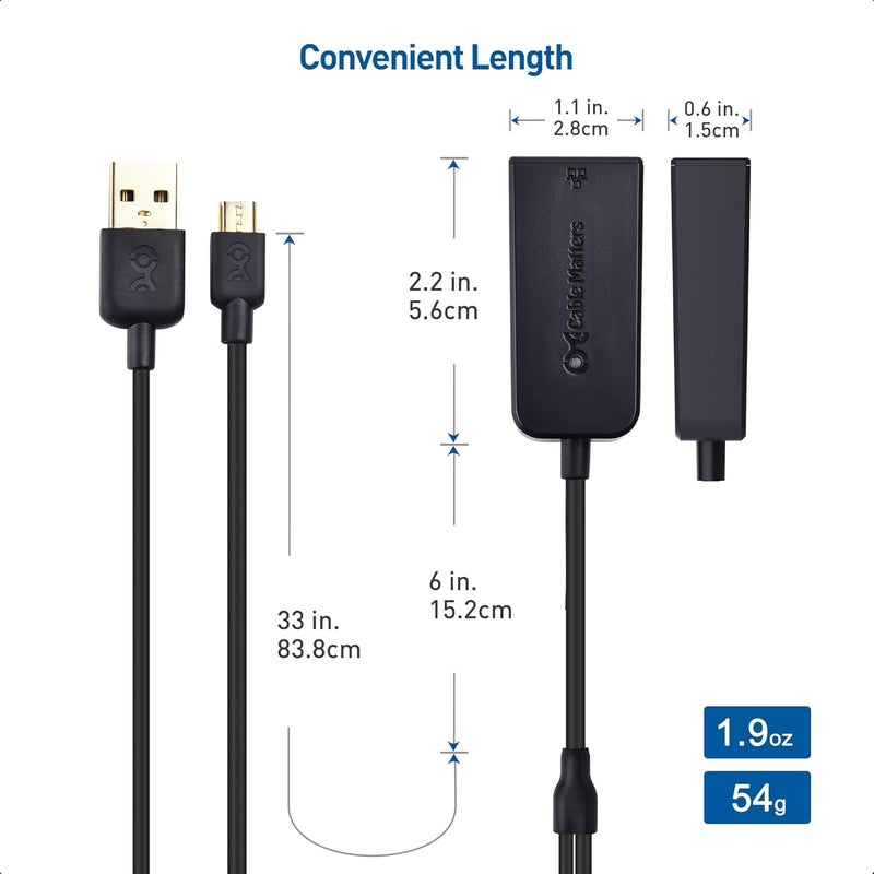 CableMatters Micro USB to Ethernet Adapter Up to 300+Mbps, Fire Stick Ethernet Adapter, Compatible with Fire TV Stick, Chromecast (Gen 1-3, up to Aug 2020), Google Home Mini - Not for Roku - Image 5