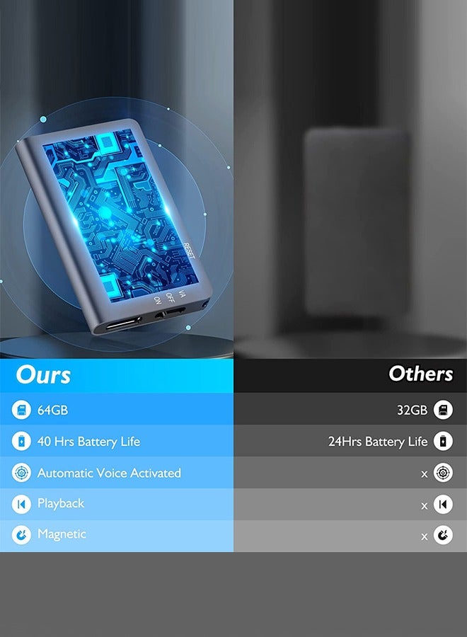 64GB Sound Recorder Voice Recorder HD , Noise Reduction Ultra Long Standby , Sound Activated Recorder with HIFI MP3 Player Voice Recorder - Image 3