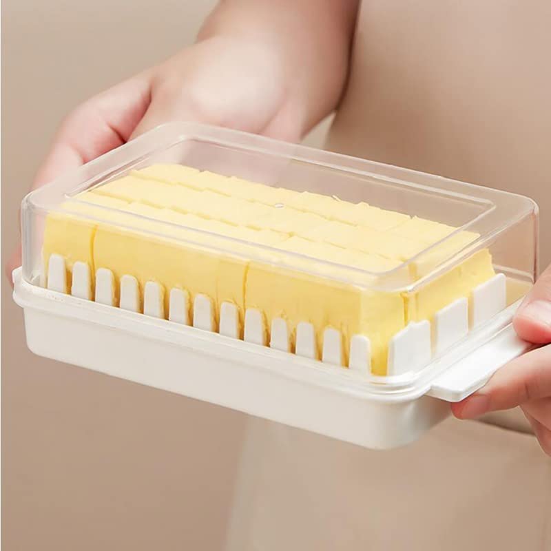 kunya طبق زبدة كنيا® مع قاطع وغطاء للثلاجة، صندوق زبدة بلاستيك خالي من BPA مع دليل قطع، حافظة جبن وزبدة لمطبخك - Image 2