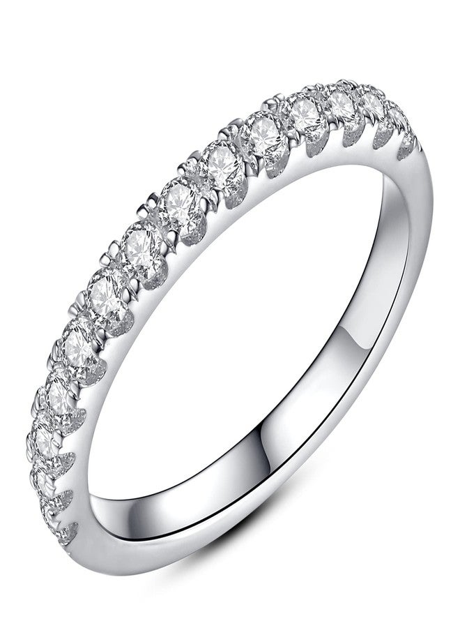 IMOLOVE Moissanite Wedding Band Wedding Rings for Women 925 Sterling Silver Rings with 18K White Gold Plated Eternity Stackable Engagement Ring Anniversary Band Size 3-12, 4, Gemstone, Moissanite - Image 1