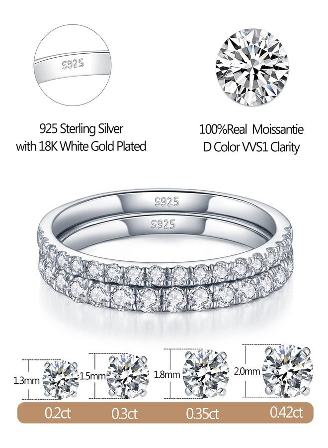 IMOLOVE Moissanite Wedding Band Wedding Rings for Women 925 Sterling Silver Rings with 18K White Gold Plated Eternity Stackable Engagement Ring Anniversary Band Size 3-12, 4, Gemstone, Moissanite - Image 2