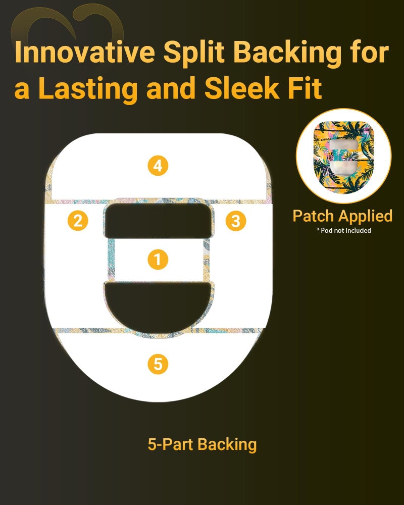 Amolyfe Omnipod 5 Adhesive Patches Waterproof, 20 Pack Amolyfe Omnipod Overpatches with Stretchable Strap, Breathable, Long-Lasting Medical Adhesive, Premium Hinged Tin (Beach Sunset) - Image 4