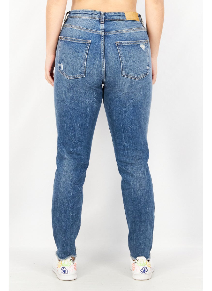 EDC - Women Skinny Fit Wash Non-Stretchable Denim Jeans, Blue - Image 1