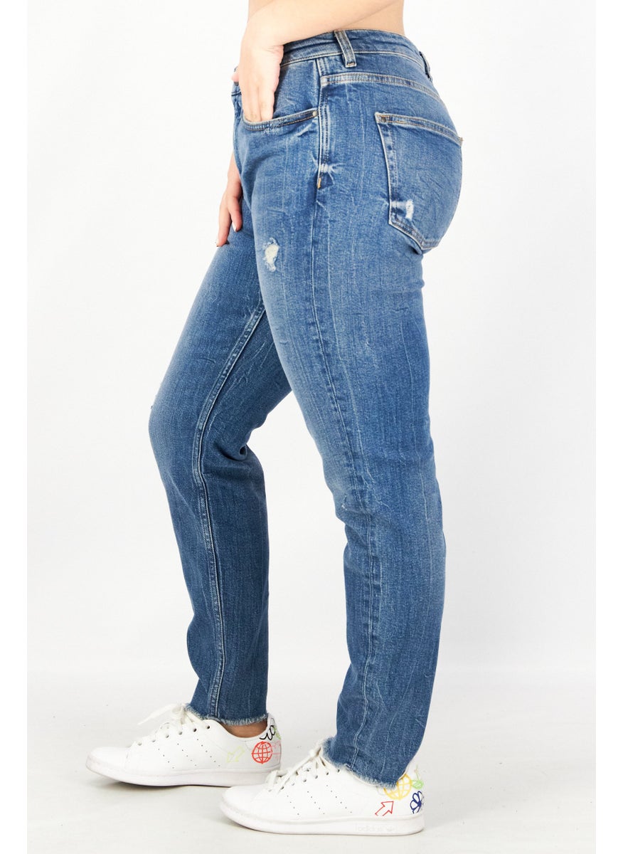 EDC - Women Skinny Fit Wash Non-Stretchable Denim Jeans, Blue - Image 1