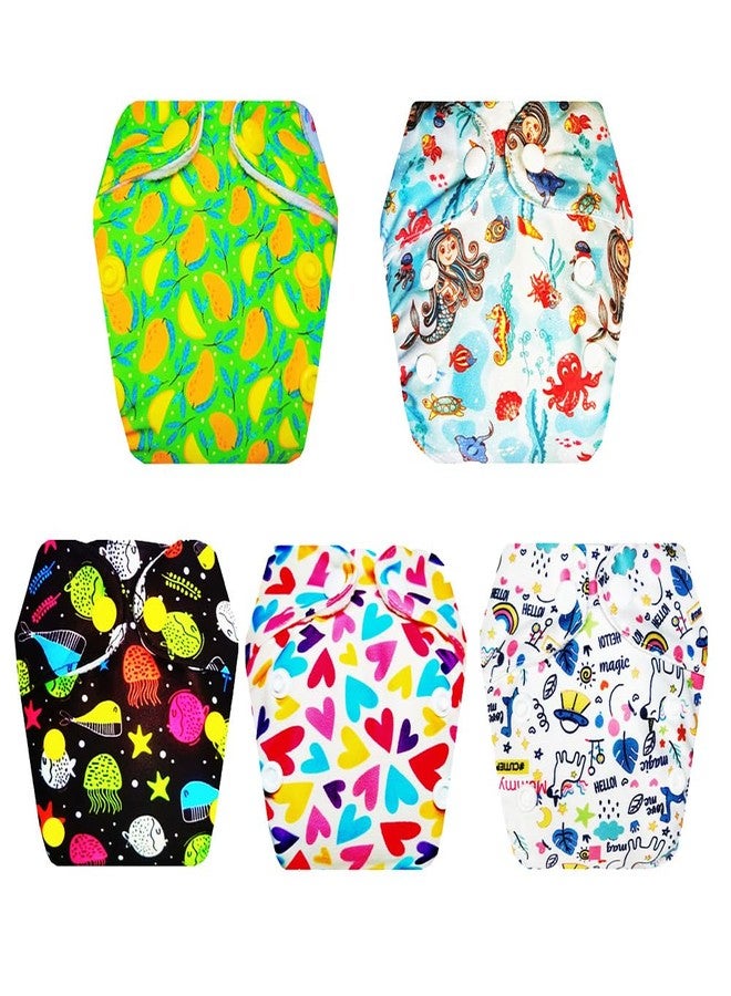 Dumbledo Premium Newborn Cloth Diaper with Integrated Insert (Pack of 5) | Soft & Gentle | Breathable | Travel Friendly | Ideal for Toddlers | 0 - 4 Months | Unisex Baby - Image 1