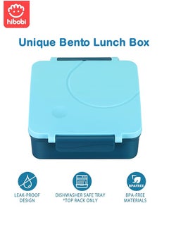 hibobi Portable Lunch Box with Food Grade Stainless Steel, 3-Compartment Large Storage Space and 1 Extra Rice Bowl, Leak proof, Microwave, Dishwasher, Freezer Safe, Bpa-Free, Blue  - Image 2