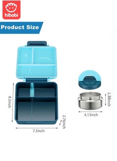 hibobi Portable Lunch Box with Food Grade Stainless Steel, 3-Compartment Large Storage Space and 1 Extra Rice Bowl, Leak proof, Microwave, Dishwasher, Freezer Safe, Bpa-Free, Blue  - Image 5