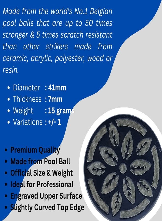 NHD Professional Carrom Striker 814, Made of Number 1 Belgian Billiard Ball, Pool Ball Striker, Tournament Striker, Approved Striker, Dimensions 41mm X 8mm, Weight 15 Grams (Black) - Image 4