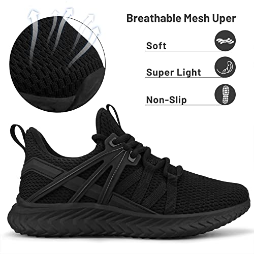 Abboos Women's Walking Athletic Running Shoes Lightweight Casual Breathable Mesh Work Slip-on Sneaker for Women Black Size 10 - Image 2