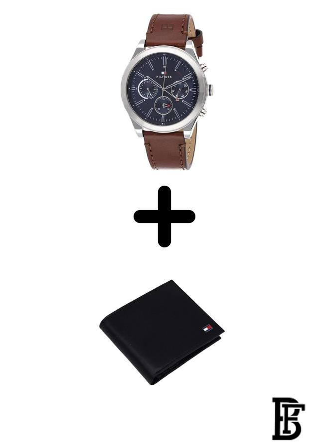 TOMMY HILFIGER Tommy Hilfiger Leather Chronograph Watch 1791741 + Tommy Wallet  - Image 1