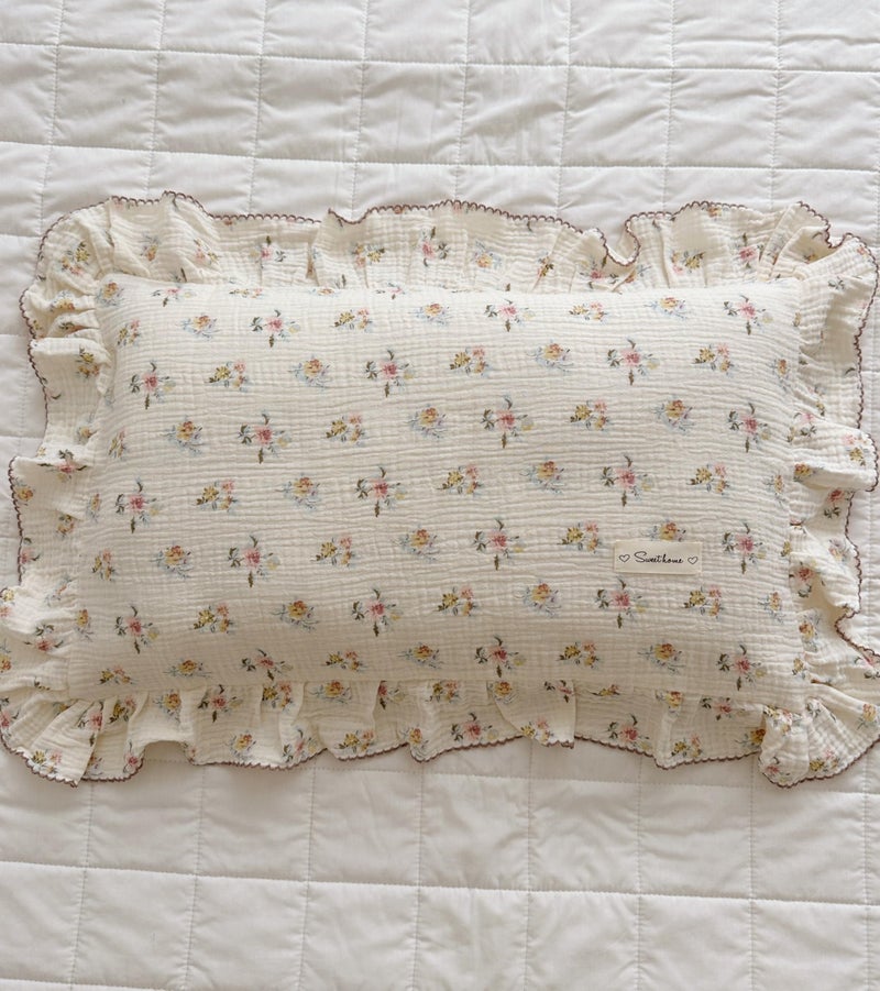 BuLuTu Cotton Muslin Kids Toddler Pillowcase with Cute Azalea Flowers Pattern Super Soft Crib Nursery Pillowcase for Boys,Girls,Bedding Decor Machine Washable, Durable Pillowcase,1 Piece,Standard - Image 4