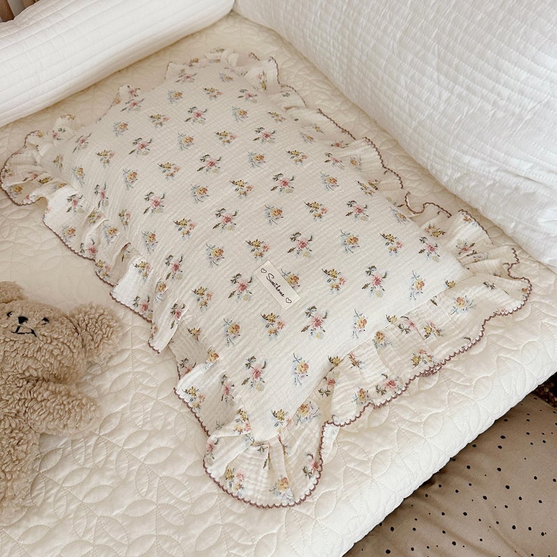 BuLuTu Cotton Muslin Kids Toddler Pillowcase with Cute Azalea Flowers Pattern Super Soft Crib Nursery Pillowcase for Boys,Girls,Bedding Decor Machine Washable, Durable Pillowcase,1 Piece,Standard - Image 5