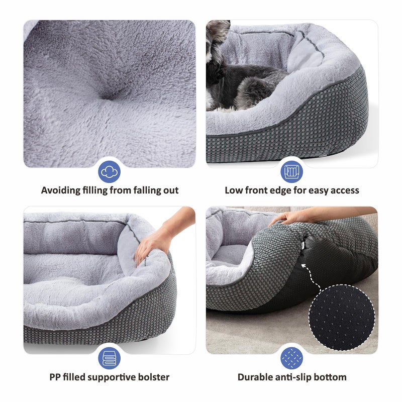 INVENHO Small Dog Bed for Small Dogs, Cat Beds for Indoor Cats Washable, Orthopedic Dog Bed, Warming Soft Calming Sleeping Puppy Bed Durable Pet Bed with Anti-Slip Bottom S(20"x19"x6") - Image 3