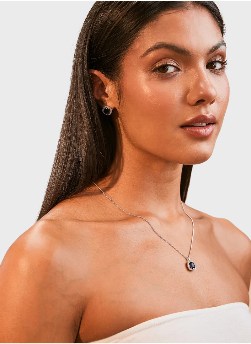 باكلي لندن Sapphire Cushion Halo Pendant