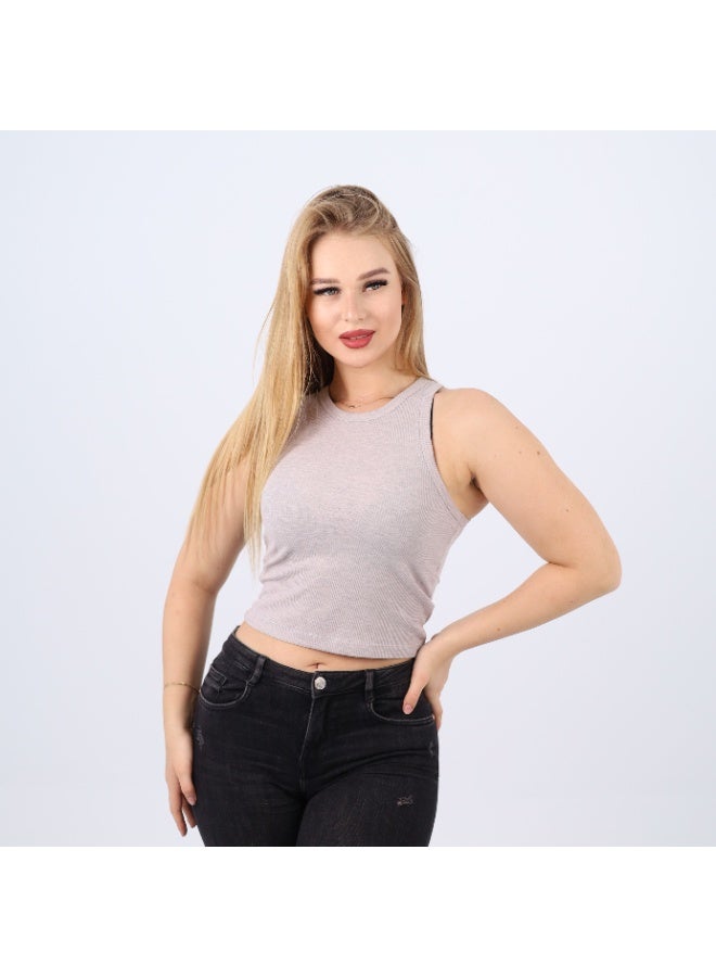zecotex  Women’s Cotton Ribbed Sleeveless Crop Top - Image 2