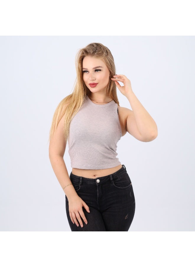 zecotex  Women’s Cotton Ribbed Sleeveless Crop Top - Image 3