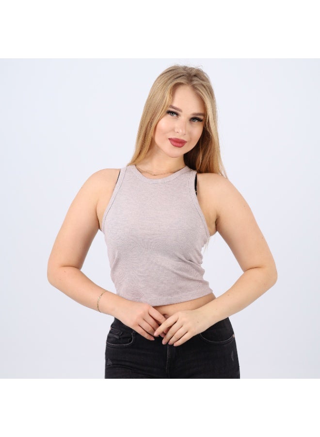 zecotex  Women’s Cotton Ribbed Sleeveless Crop Top - Image 4