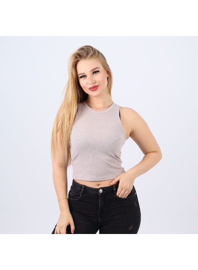 zecotex  Women’s Cotton Ribbed Sleeveless Crop Top - Image 1