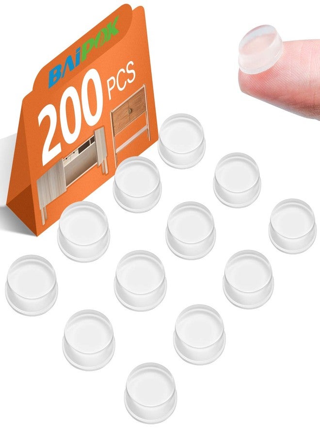 BAIPOK Cabinet Bumpers 200 PCS Clear Self Adhesive Rubber Bumpers Pads, Clear Cupboard Door Bumpers Sound Dampening, Stopper Bumper Pads for Drawers, Laptop - Image 1