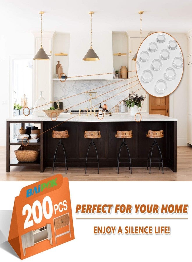 BAIPOK Cabinet Bumpers 200 PCS Clear Self Adhesive Rubber Bumpers Pads, Clear Cupboard Door Bumpers Sound Dampening, Stopper Bumper Pads for Drawers, Laptop - Image 5