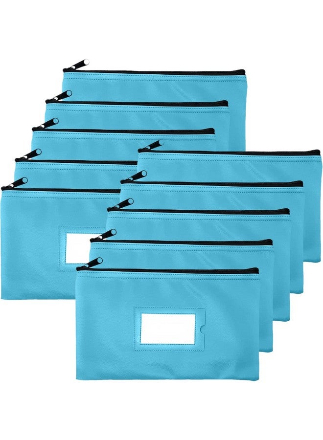 GIDABRAND Money Bank Deposit Bag With Zipper | 11X6 Inch | Light Blue | Durable Leatherette Money Cash Coin Check Wallet Pouch For Men & Women With Framed Id Window And Blank Card | By Gidabrand (10) - Image 1