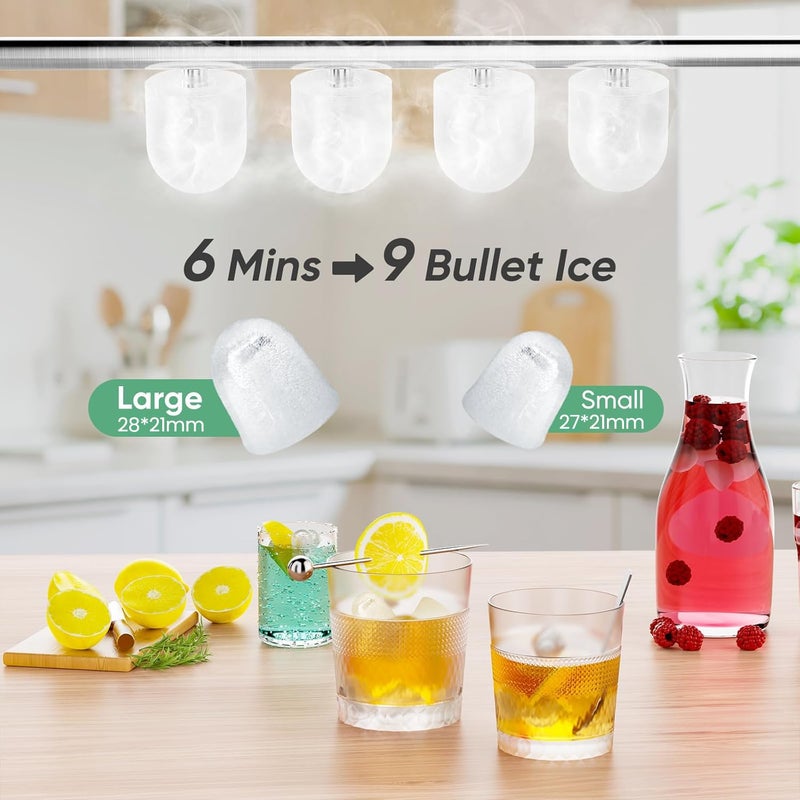 AMINAC Countertop Ice Maker with App Control, 12kg in 24Hrs, 9 Bullet Ice Cubes in 6 Mins, Self-Cleaning Ice Machine with Basket and Scoop, Ideal for Home, Kitchen, Office, Quiet Operation, Black - Image 4