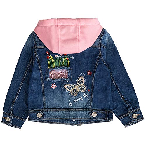 Peacolate 2-11Y Little&Big Girls Sequin Outerwear Embroidery Denim Jacket(Butterfly,7-8y) - Image 1